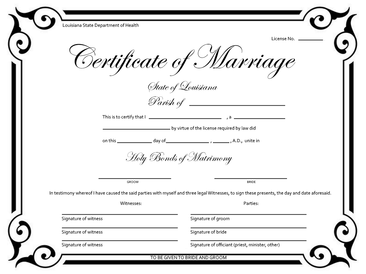 Wedding Certificate Example GTA Weekly